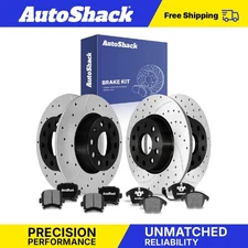 Front Rear Drilled Slotted Brake Rotors Ceramic Pads for 2011 VW GTI 2.0L