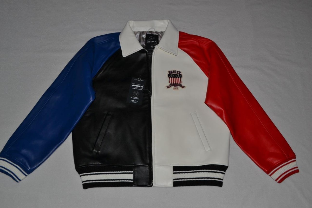 【aeroheads】AVIREX #6182221 AUTHENTIC Avirex Leather BLACK BLUE SPIDER RACER JACKET MENS