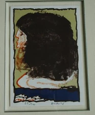 Beautiful Framed Pierre Alechinsky Lithograph "Womans Profile" Handsigned 21/100
