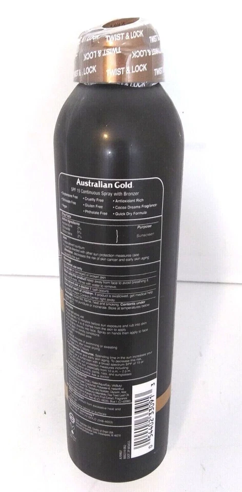 Australian Gold Protector Solar Spray 6 OZ Bronceador Instantáneo FPS 15 Brillo Caduca 5/24 Foto 3 de 4