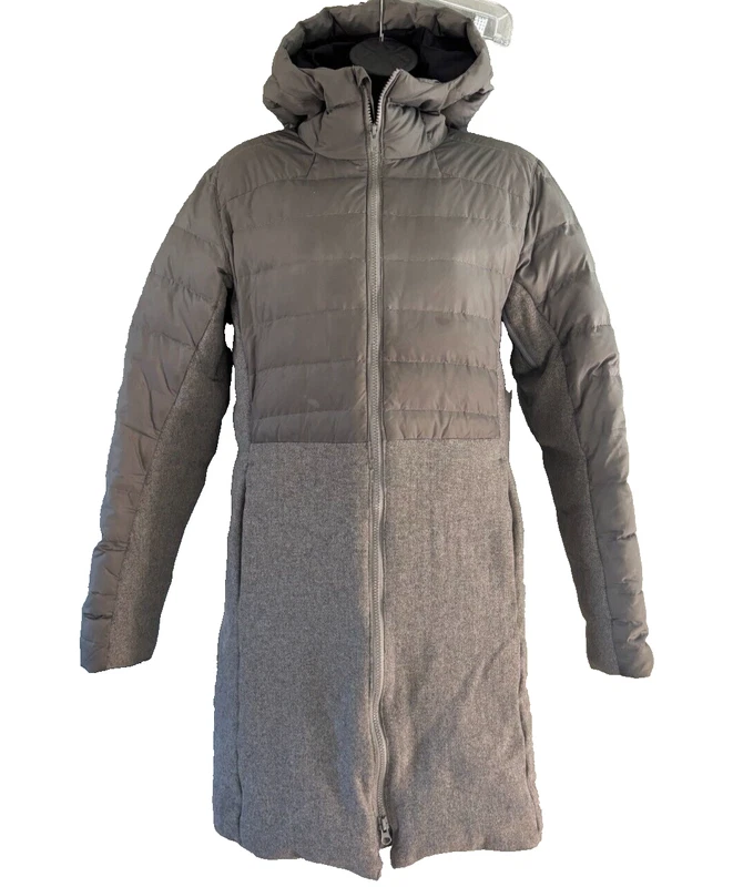 burton puffer hooded zip front pockets vents jacket
