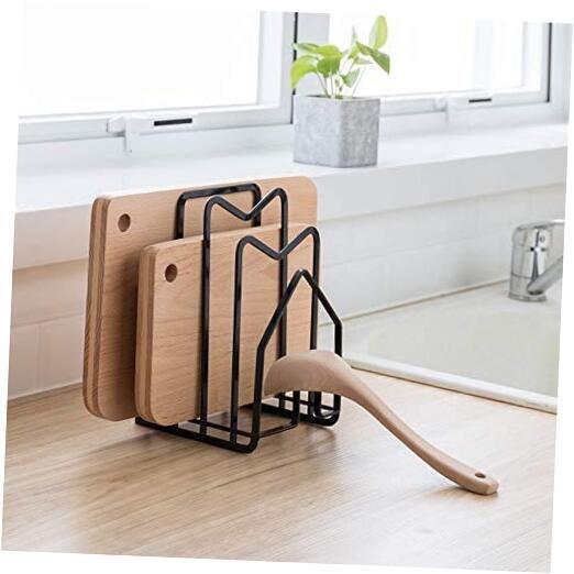 Cutting Board Rack Chopping Board Organizer Stand Holder Kitchen 1PCS Black-image