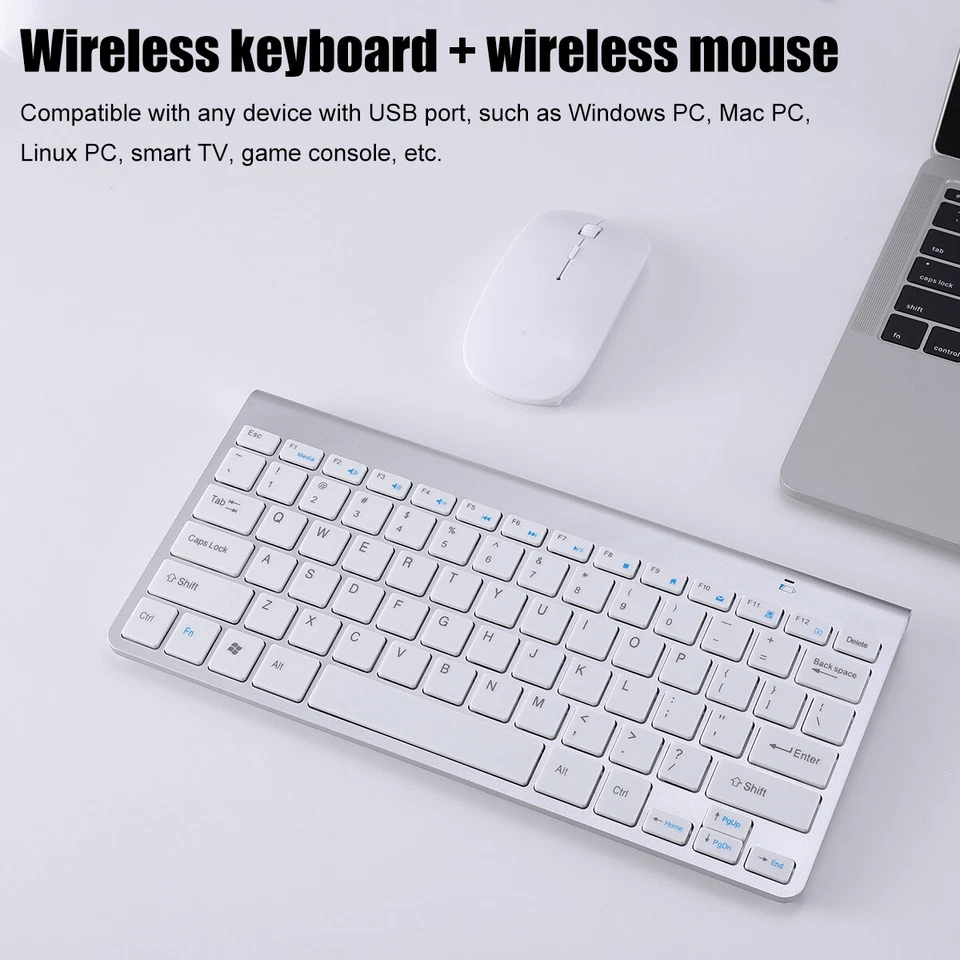 Keyboard And Mouse Set Mini Wireless 2.4G Waterproof For Mac Apple PC Computer - Image 2 of 4