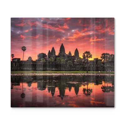 DEQORI Herdabdeckplatte Glas 'Angkor Wat in Morgenröte' Herd Abdeckung modern