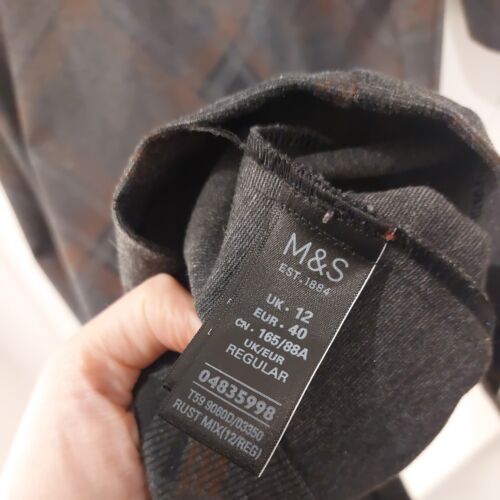 M & S Grey tartan check ponte jersey midi penicil shift dress 12 - Picture 4 of 6