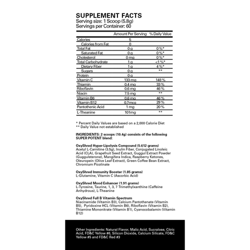 EHPlabs OxyShred Energy Booster, Pre-Workout, Mood Booster - Peach, 60 Servings - Picture 3 of 6