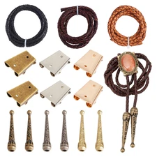 1box Cowhide Leather Bolo Tie with Alloy Clasp Making Kit Mixed