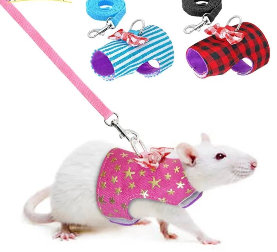 ARNÉS PARA MASCOTAS RATA CONEJILLO CONEJO ARNÉS DE ROEDOR PLOMO TARTÁN VENDEDOR DEL REINO UNIDO Foto 2 de 4