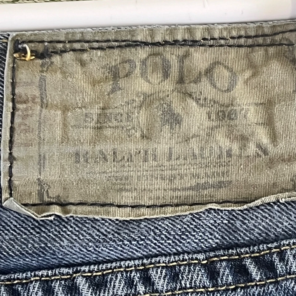 Pantalones de mezclilla Polo Ralph Lauren jóvenes niños 14 azules rectos holgados Y2K ropa de calle informales Foto 3 de 4
