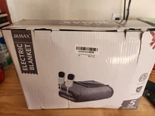 JKMAX King Heated Blanket Electric Gray 100"x90" Adjustable Heating Open Box