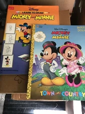 Disney Mickey and Minnie 1991 Learn to Draw 1998 Paper Doll Activity Books
