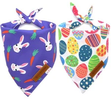 Easter Dog Bandanas 2 Pack Triangle Reversible Small Boy Girl Pet Scarf