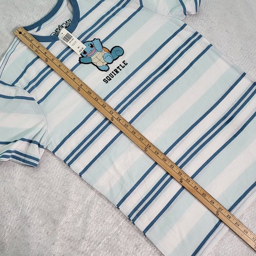 Pokemon Squirtle T-Shirt Mens Size Medium Striped Crew Neck Short Sleeve Blue - 第 7/7 張圖片