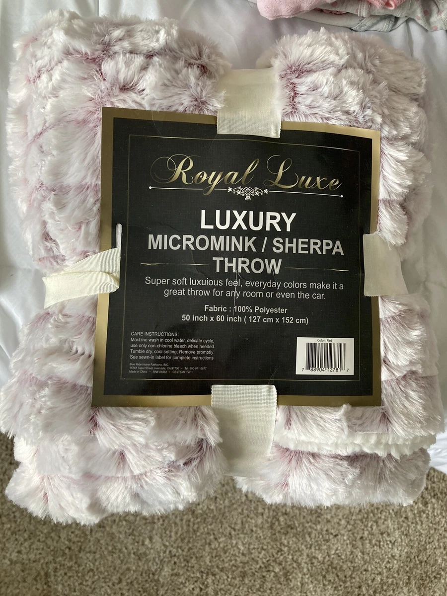 Royal Luxe Luxury Micromink Sherpa Throw Blanket Red 50