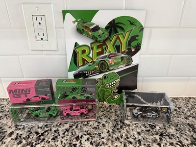 Mini GT Porsche AO Racing Rexy, Roxy, Skelly Autographed Bundle, Case, and Card