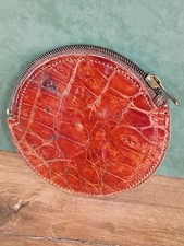 Vintage 1950's Brown Leather Round Coin Purse Prentice Nu-Zip Made In USA