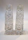 Vintage Handcrafted Bohemian Crystal Clear Cut Glass Square 5" Tall Salt Pepper — photo 3
