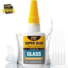 Glass Super Glue Liquid, Clear Instant Cyanoacrylate Adhesives for Glass Repair,