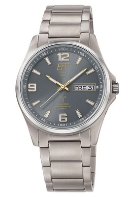 ETT ECO TECH TIME Funk-Solar Herrenuhr Everest Gents Titan/Grau EGT-11601-21M