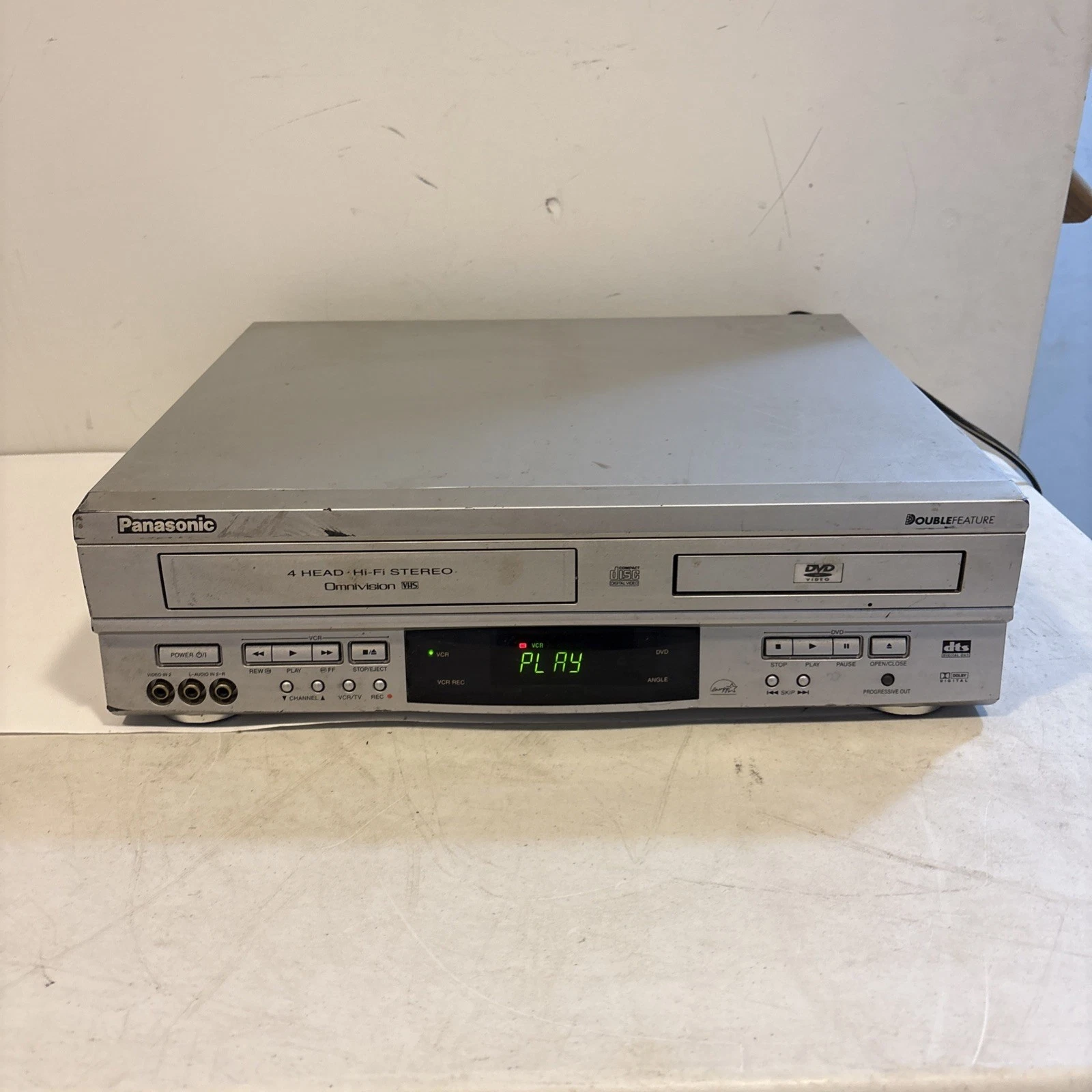 Panasonic PV-D4752 DVD/ VHS Combo Double Feature Rec -VCR WORKS- DVD WON’T OPEN