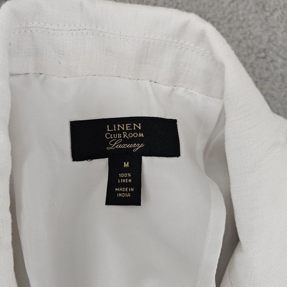 Club Room Linen Suit Mens Medium 32x30 White 100% Linen 2 Button Blazer Set - Image 2 of 4