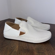 OluKai Pehuea Women's 10 White Breathable Mesh Slip On Casual Comfort Sneakers