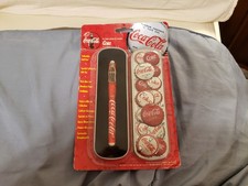Coca Cola Collectible Ceramic Roller Ball Pens With Bottle Caps Gift Tin READ