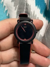 Seiko Quartz Women’s Vintage Dress Watch Black/Red Dial Leather Strap 26mm