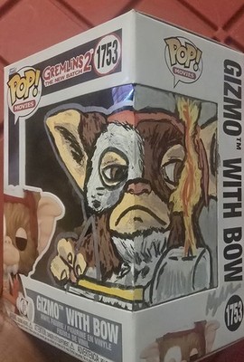Funko Pop Gremlins 2 Gizmo with Bow #1753 Custom Hand-Drawn Box Art