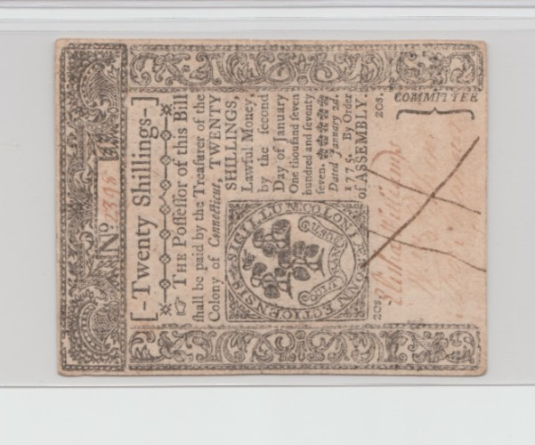 1775 Connecticut Colonial 20 SHILLINGS, FR# CT-177 - Ungraded