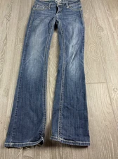 Wrangler Rock 47  No Size Tag Womens Bedazzled Jeans Inseam 33 Distressed