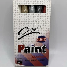 5 Colors Oil Based Paint Pens Permanent Marker for Metal, Wood, Canvas, Fabric