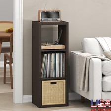 Vinyl Record Player Stand W/ 3 Shelves Storage Home Office Living Room New