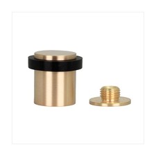 EVI Door Stops Brass Door Stopper - Screw Fastening - Black Rubber Protecto...