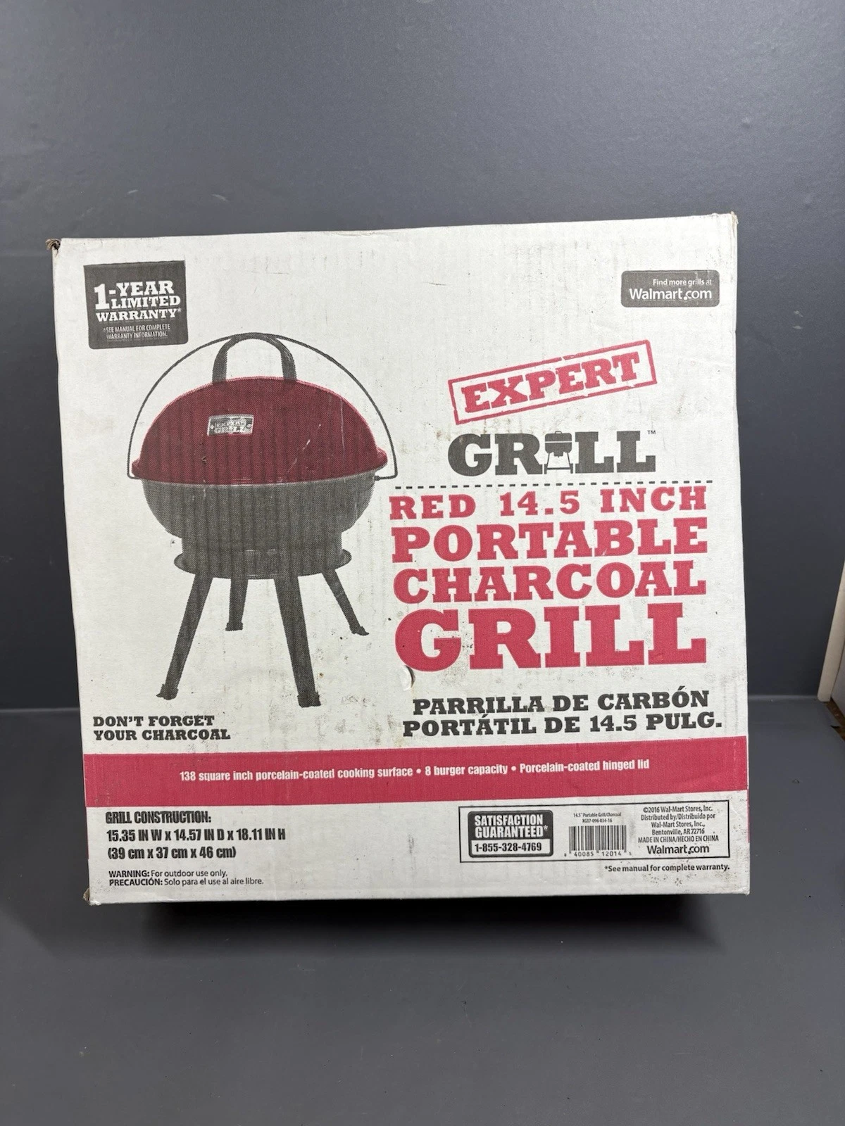 Expert Grill 14.5" Portable Charcoal Grill Red Kettle BBQ Grill NEW in Box