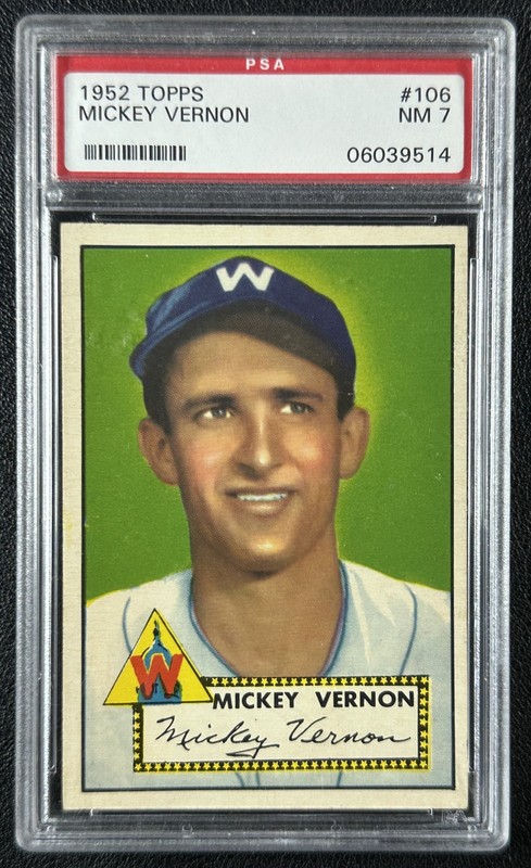 MICKEY VERNON PSA 7 1952 TOPPS #106 SENATORS 9514