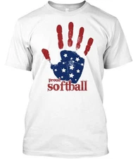 Proud American Softball T-Shirt Made in the USA Size S to 5XL