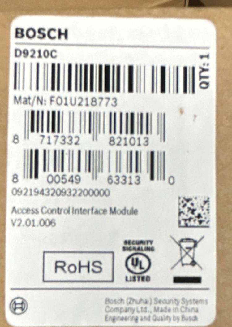 Bosch D9210C Access Control Interface Module Security Access