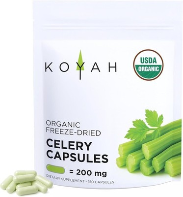 KOYAH - Organic Celery Capsules ?V Freeze-Dried Whole-Stalk - 200 mg per Capsul