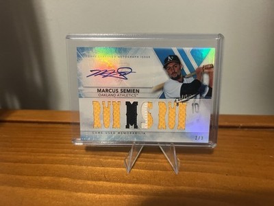 2015 Topps Triple Threads - Auto Relics Marcus Semien #TTAR-MS4 Sapphire /3 