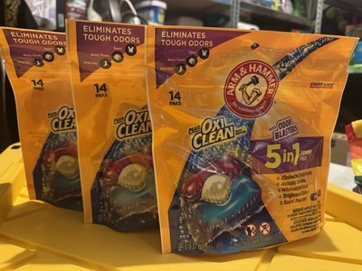 3 Packages Arm & Hammer Oxi Clean Odor Blasters 5-in-1 Fresh Burst 14 Power Paks