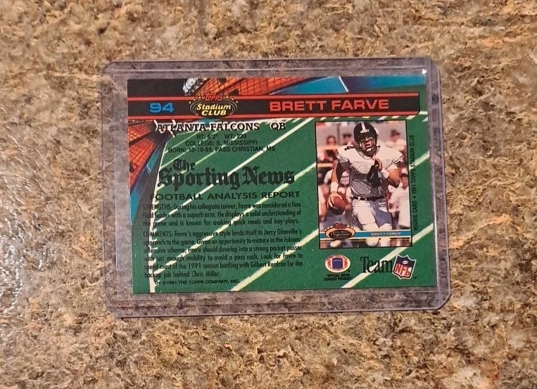 (7) Brett Favre 1991 Topps Stadium Rookie Card RC Ultra Upper Action 1992 Bowman - Image 3 of 4