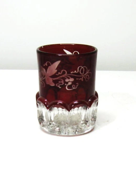 EAPG *** RUBY STAINED = EYEBROWS = ETCHED TUMBLER =ERA 1890 - Image 3 of 4