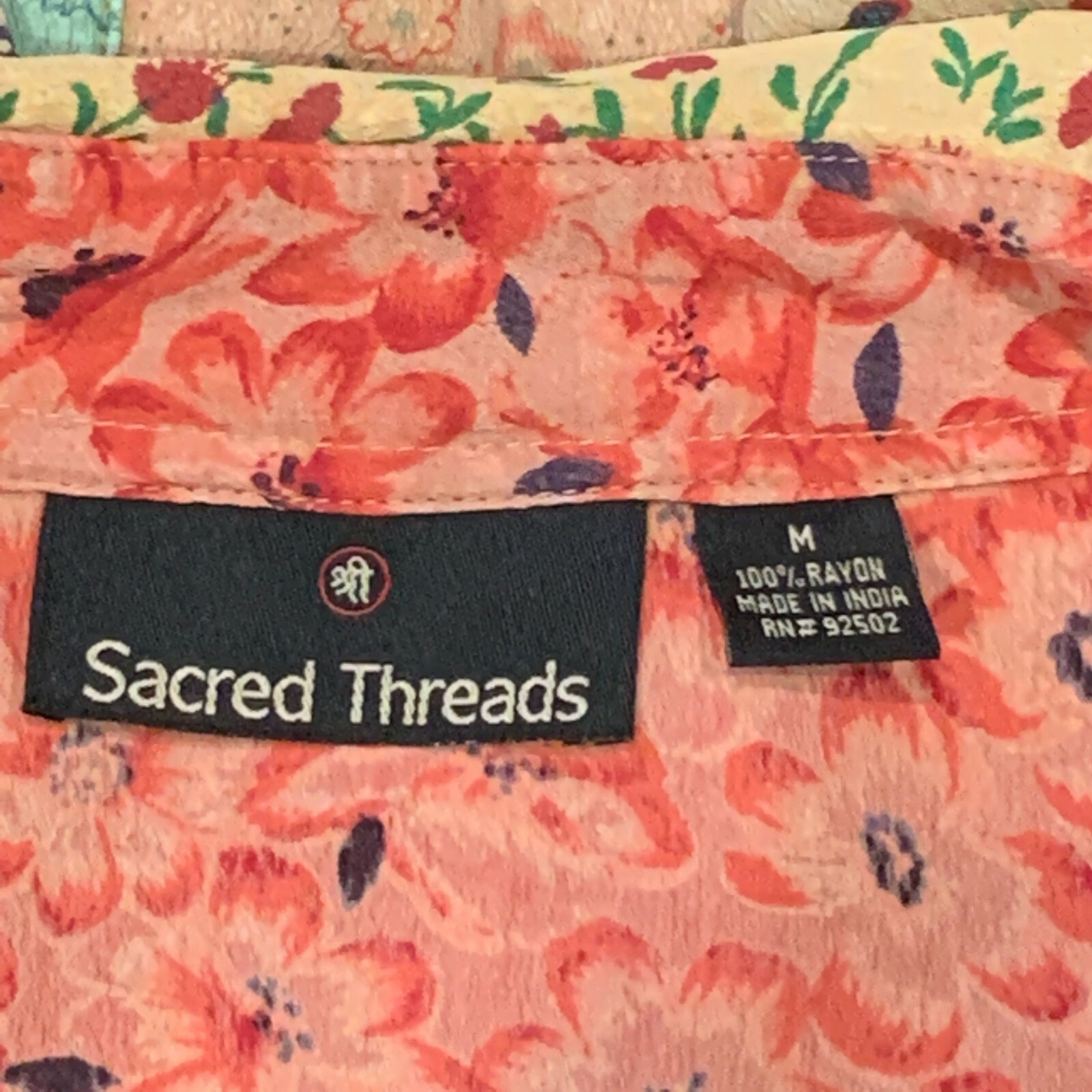 Sacred Threads Floral Patchwork Button Down Shirt… - image 8
