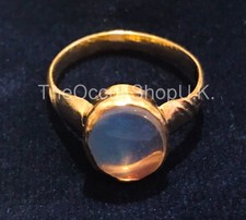 MOON STONE GOLD PLATED RING RAINBOW BOHO CHAKRA MOOD TALISMAN WICCA PAGAN GOTHIC