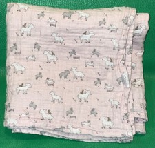 Mud Pie Baby Girls Pink Lambs Bunnies Muslin cotton baby blanket