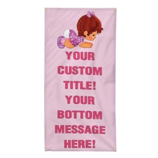 Vertical Vinyl Banner Multiple Sizes Baby Shower Custom Title Message Style 1