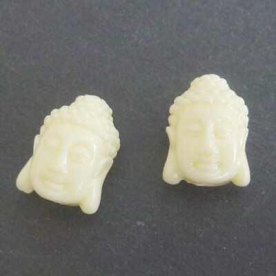 Perlen aus Kunstharz Buddha 16 mm Farbe Elfenbein 6 Stück nenad-design R046