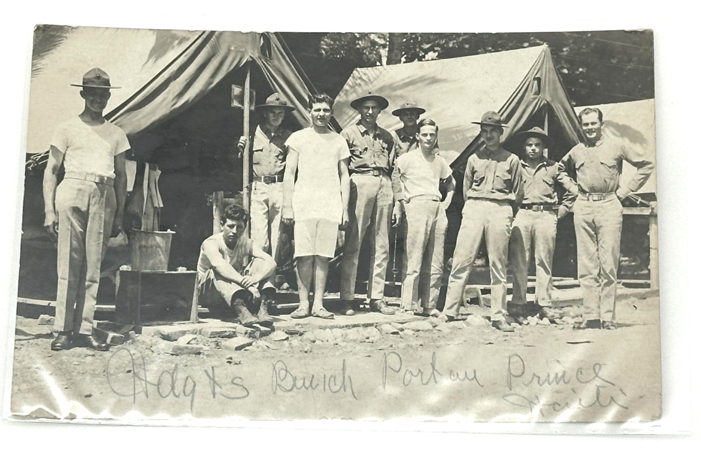 1910s RPPC U.S. Marines Camp Cliffs Beach Haiti Port-au-Prince Military Postcard
