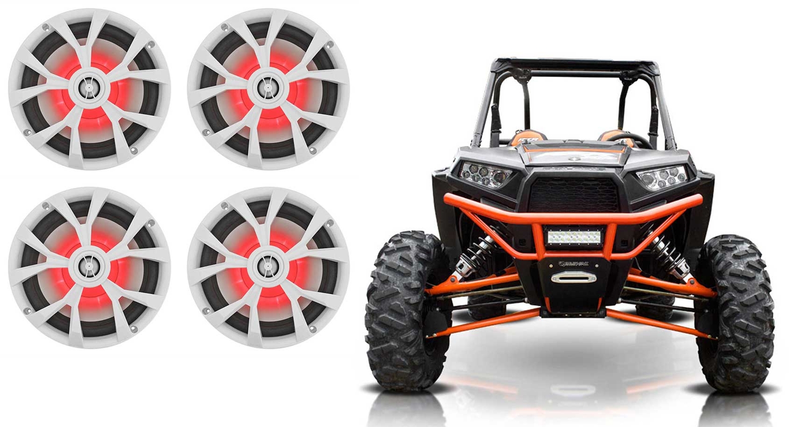 4 Белые колонки Rockville RKL80MW мощностью 8 900 Вт для Polaris RZRквадроцикловUTVтележекджипов 22990₽